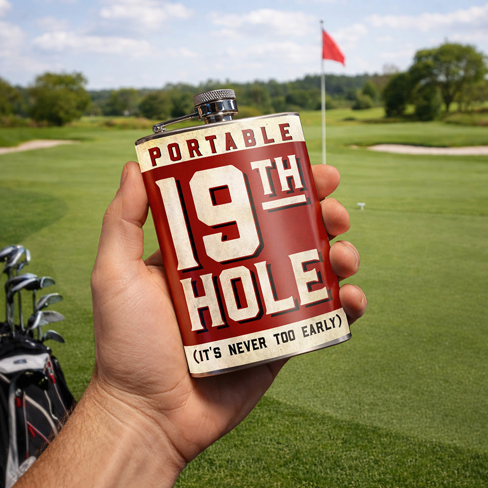 19th Hole Flask – 8oz Stainless Steel Hip Flask