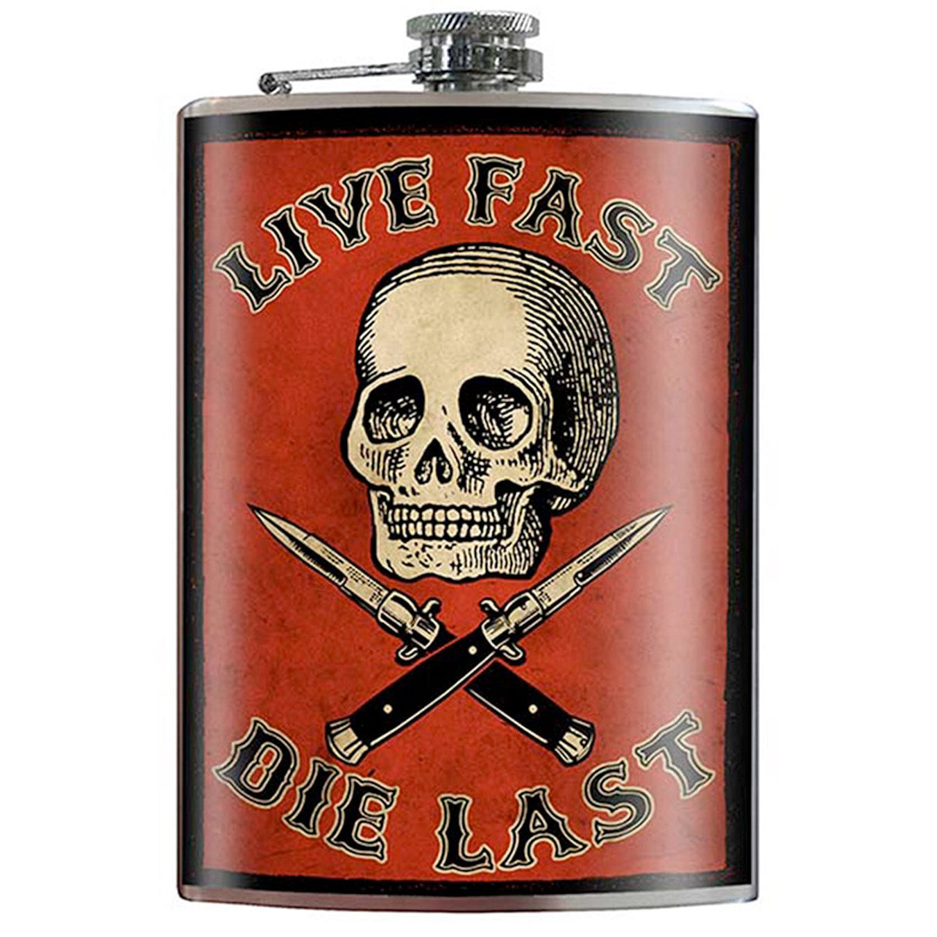 Live Fast Die Last Flask – 8oz Stainless Steel Hip Flask