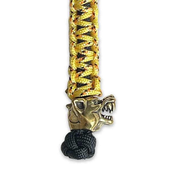Yellow Paracord Lanyard w/ Brass Wolf Bead