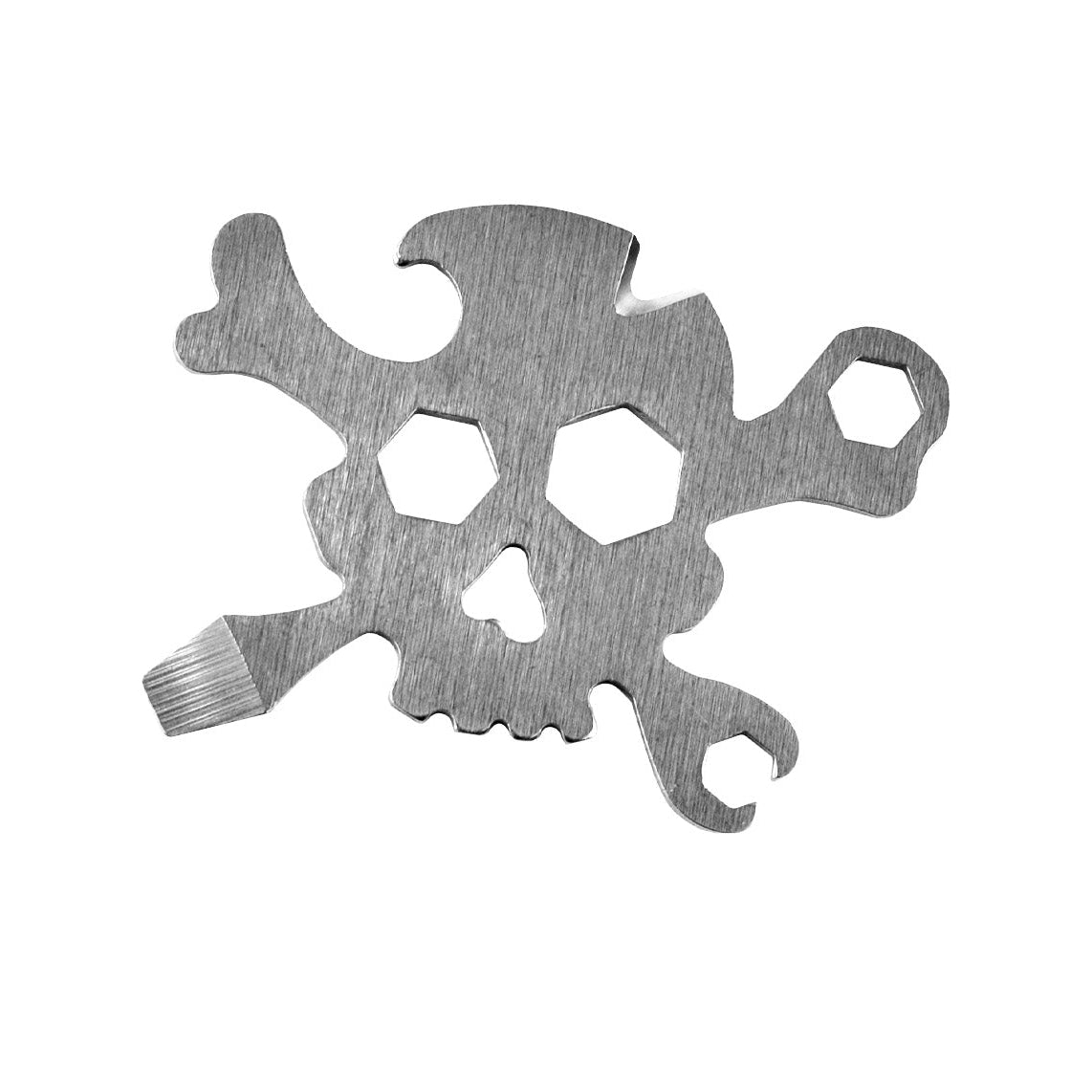 Multitool with skull and crossbones design on a white background