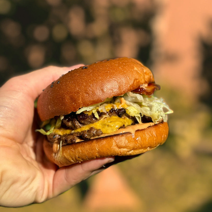 Mesquite Charcoal Smash Burgers