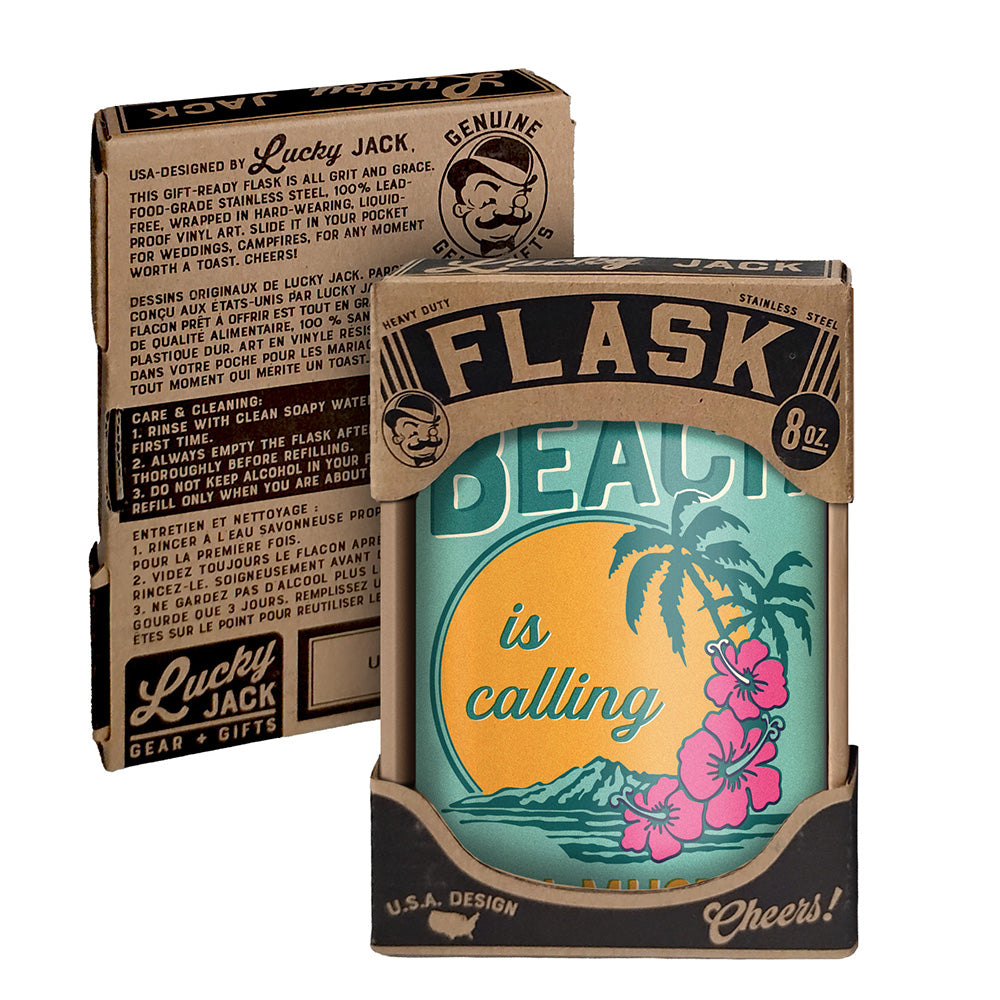 Beach Calling Flask – 8oz Stainless Steel Hip Flask