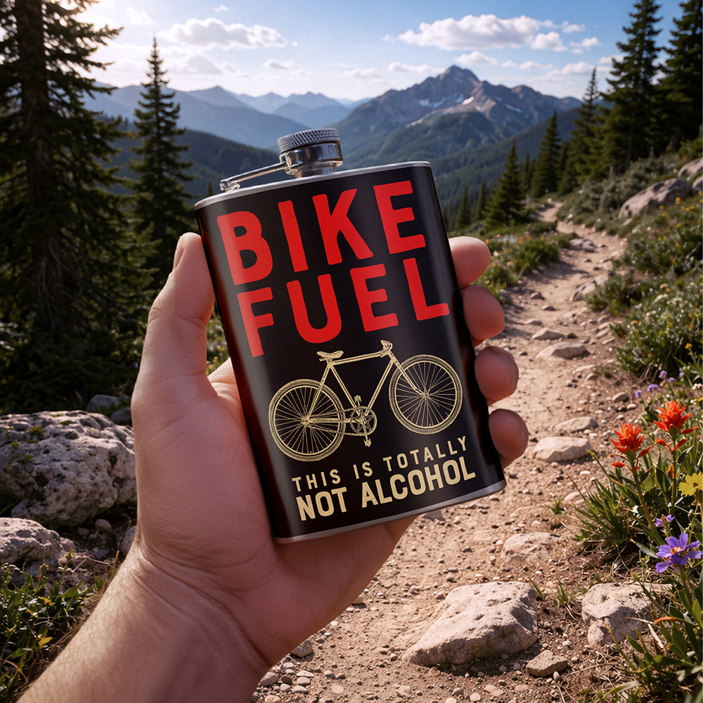 Bike Fuel Flask – 8oz Stainless Steel Hip Flask