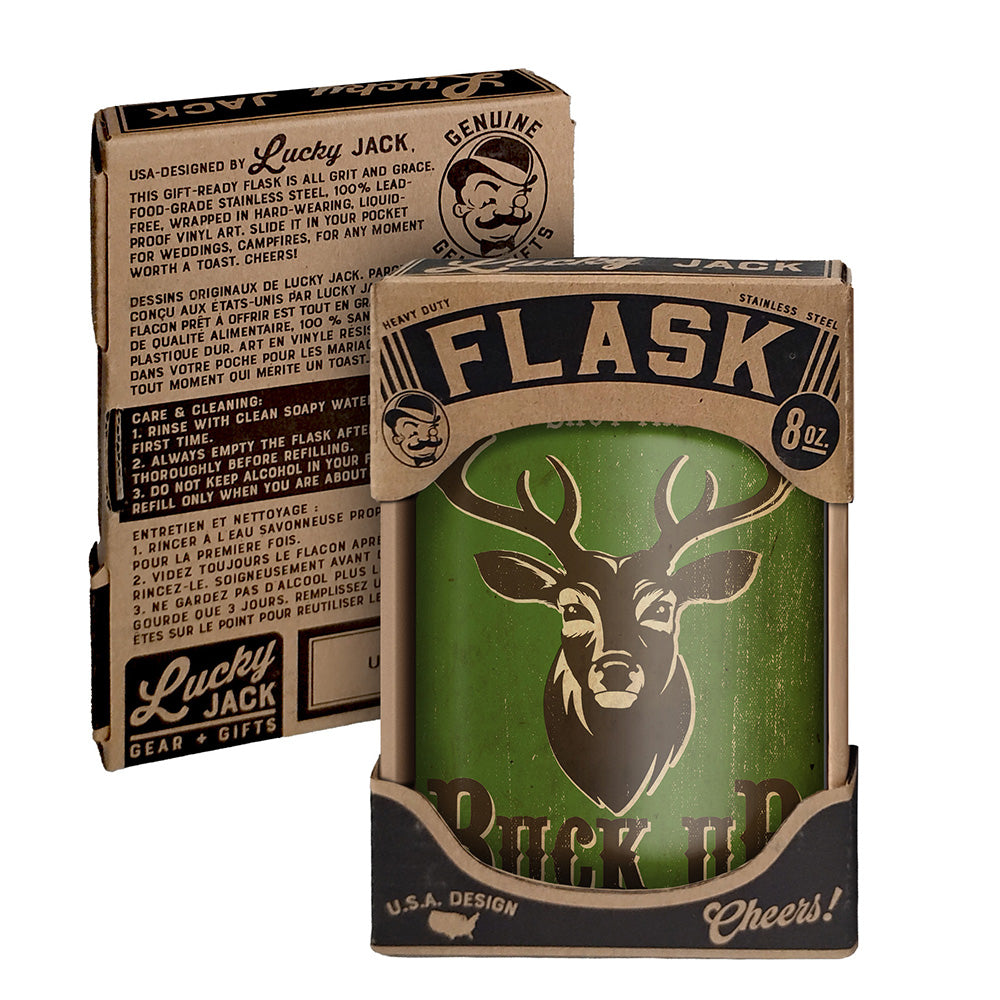 Buck Up Flask – 8oz Stainless Steel Hip Flask