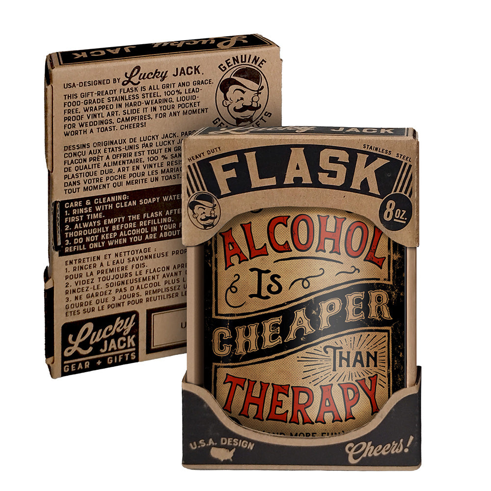 Cheaper Than Therapy Flask – 8oz Stainless Steel Hip Flask