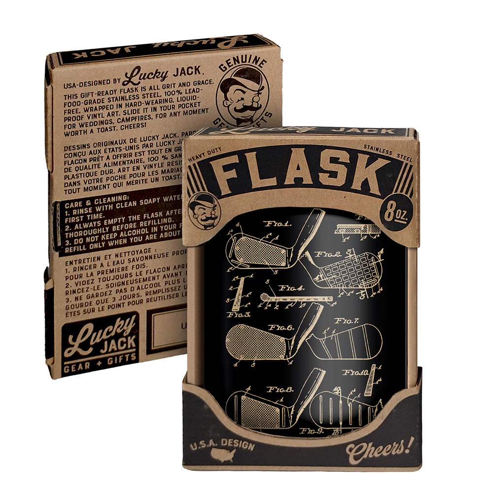Golf Club Diagram Flask – 8oz Stainless Steel Hip Flask