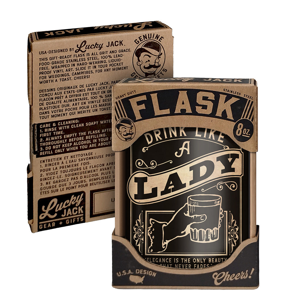 Drink Like A Lady Flask – 8oz Stainless Steel Hip Flask – view 3
