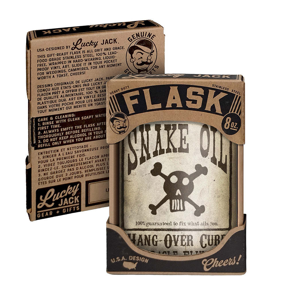 Snake Oil Flask – 8oz Stainless Steel Hip Flask