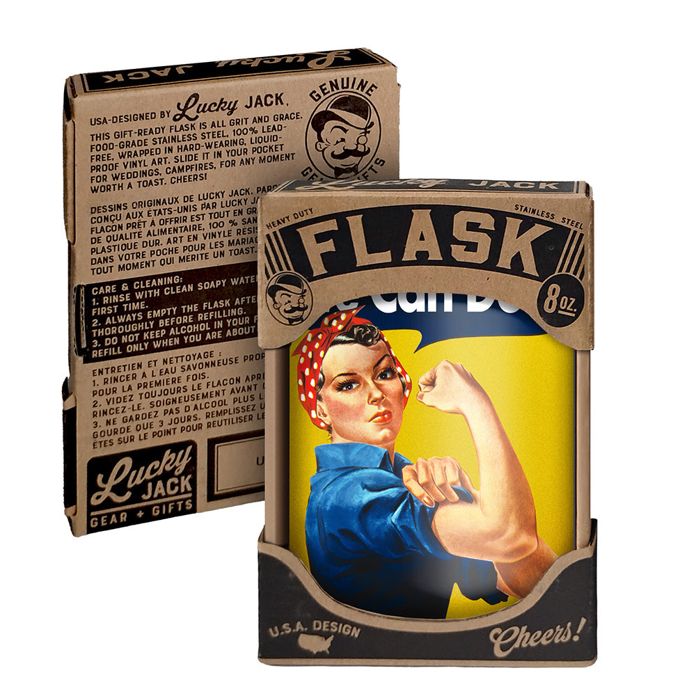 We Can Do It Flask – 8oz Stainless Steel Hip Flask