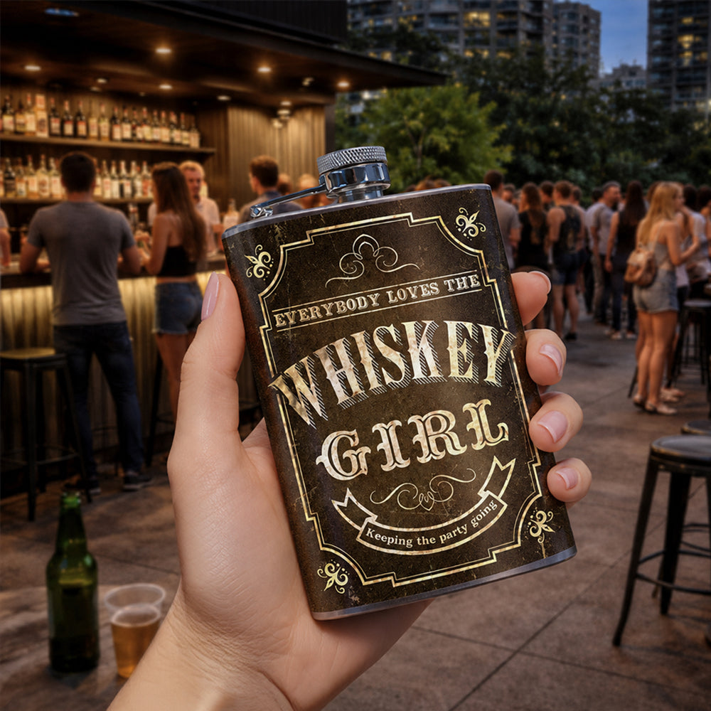 Whiskey Girl Flask – 8oz Stainless Steel Hip Flask