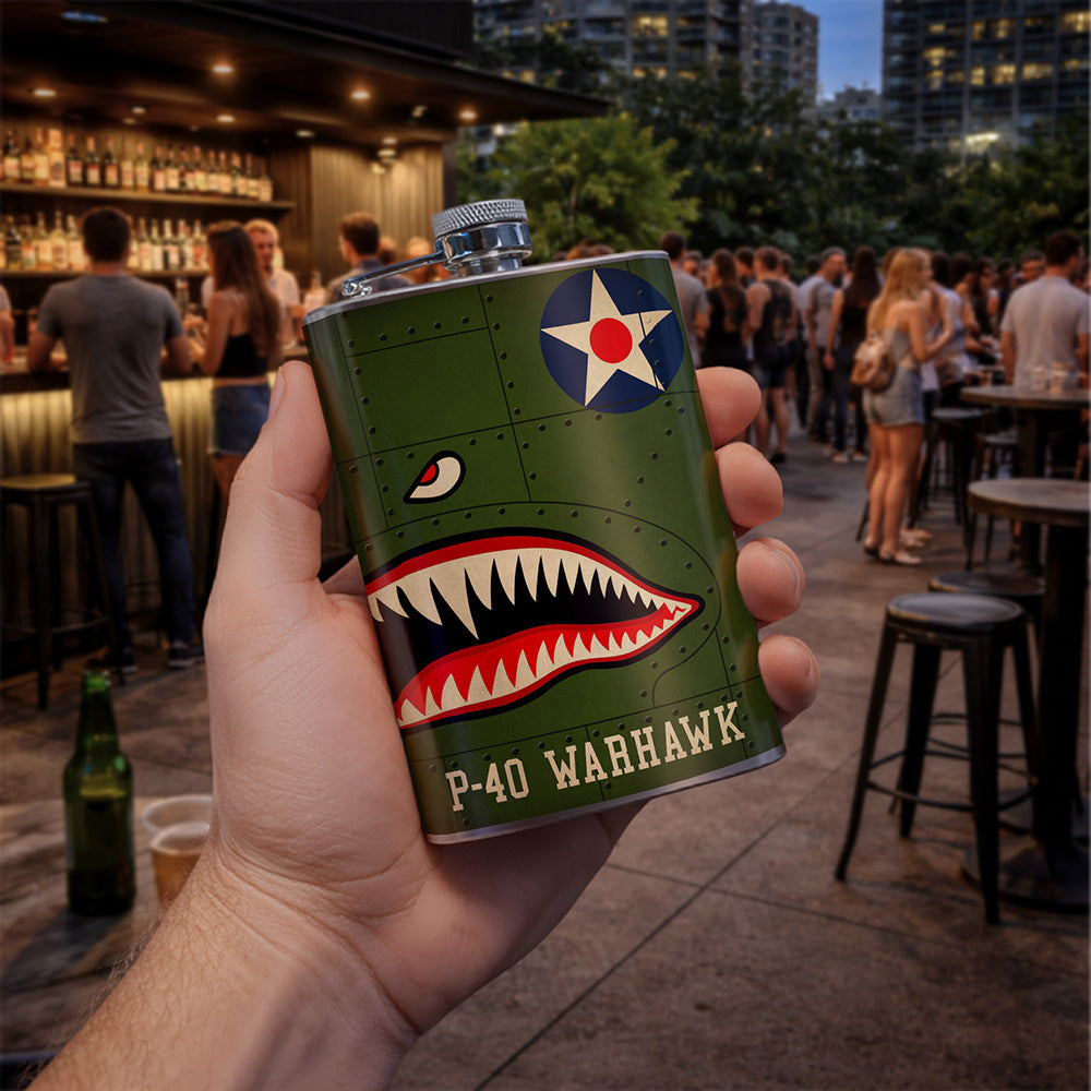 P-40 Warhawk Flask – 8oz Stainless Steel Hip Flask