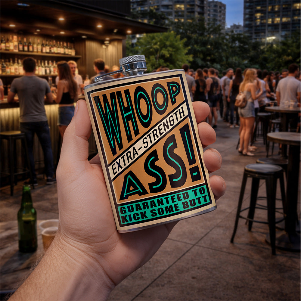 Whoop Ass Flask – 8oz Stainless Steel Hip Flask