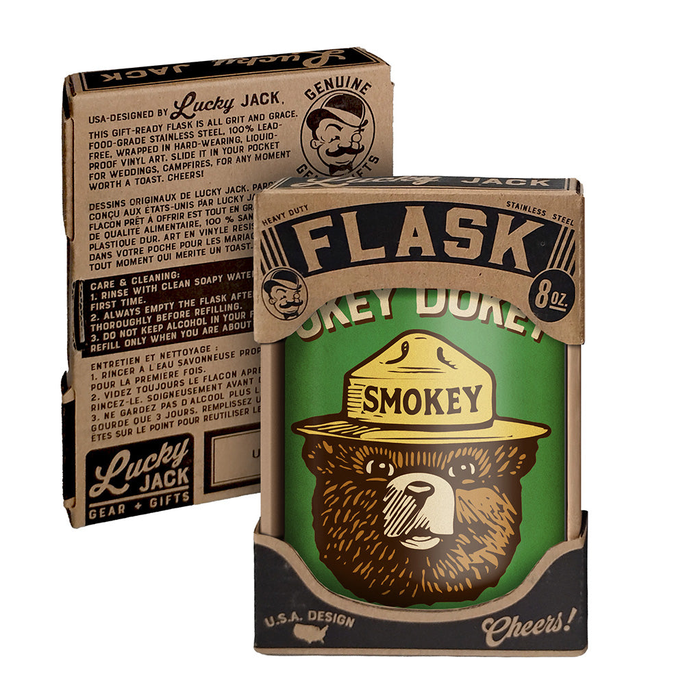Okey Dokey Smokey Flask – 8oz Stainless Steel Hip Flask