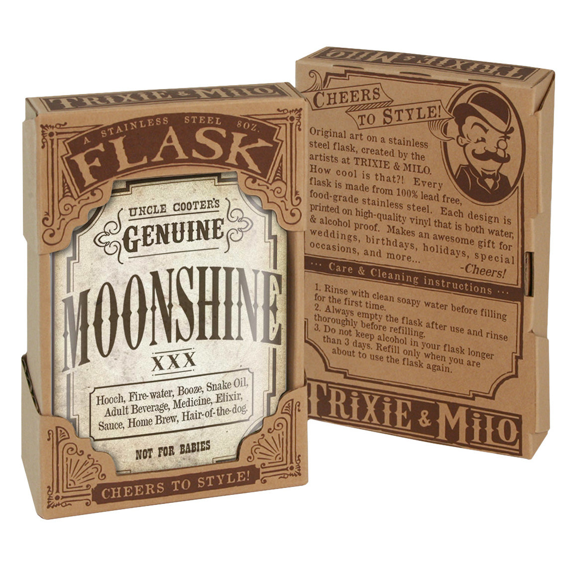 Moonshine Flask – 8oz Stainless Steel Hip Flask