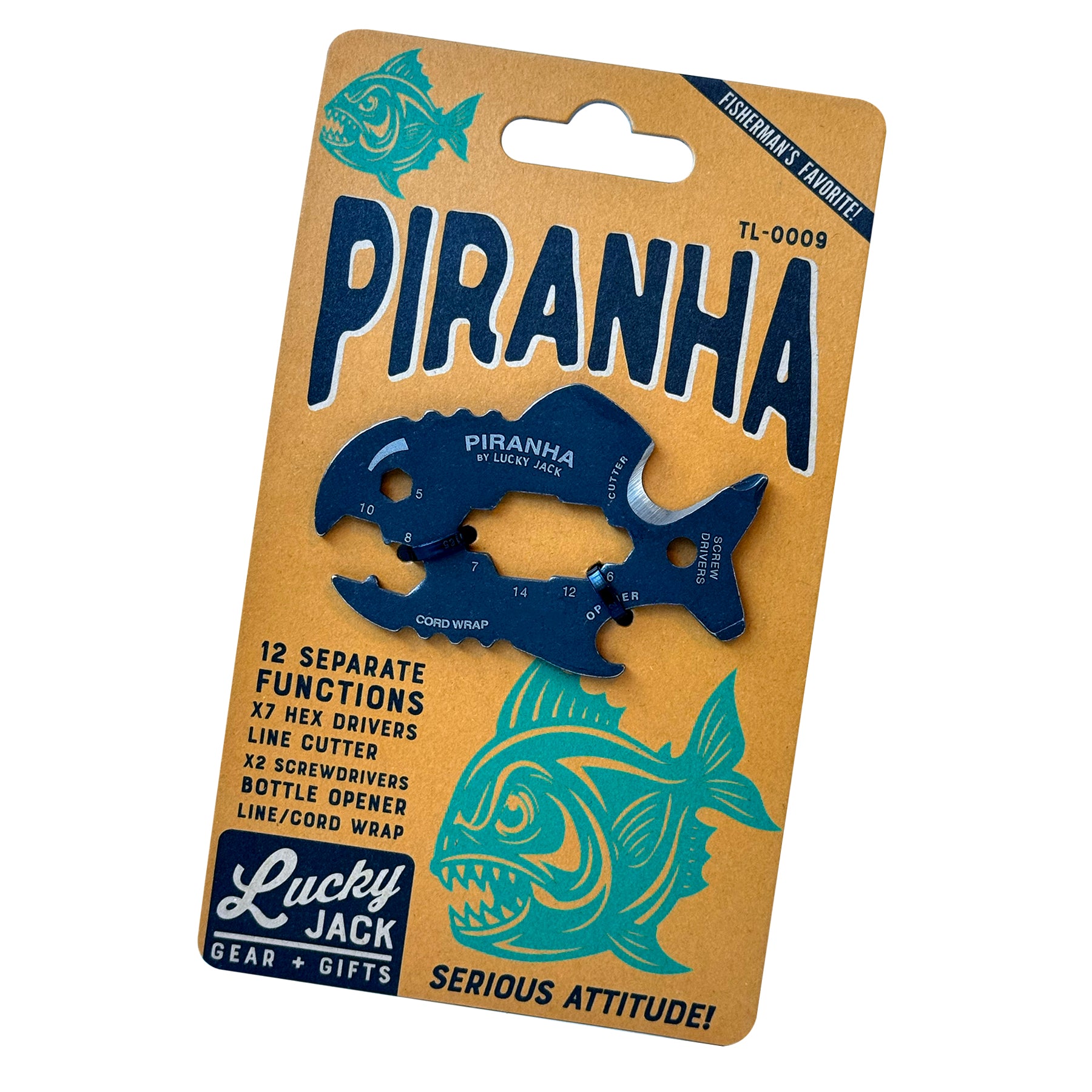 Piranha 12-in-1 Multi-Tool – Compact EDC for Fishing & Outdoor