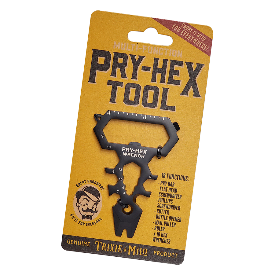 "Pry-Hex" Multifunction Tool Portable pry bar, screwdriver for DIY projects, handyman projects, backpacking, outdoors, hobbyists, bicyclists, glamping, camping, outdoors and indoor projects; Makes an excellent stocking stuffer