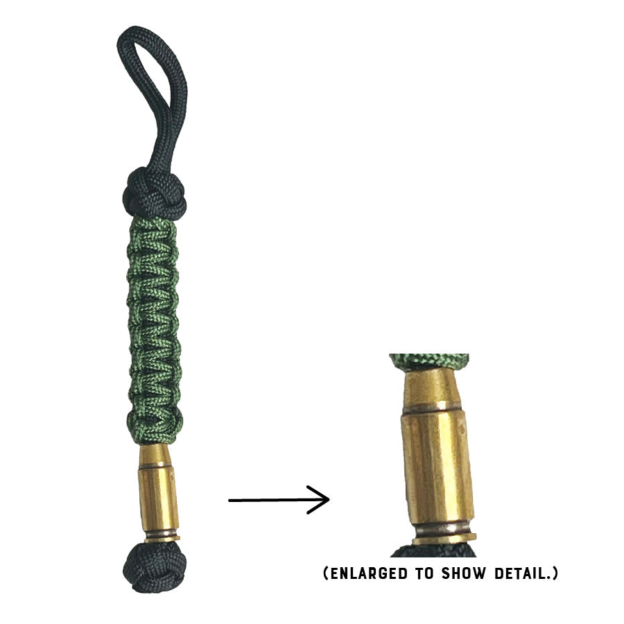 Green Paracord Lanyard w/ Brass Bullet Bead