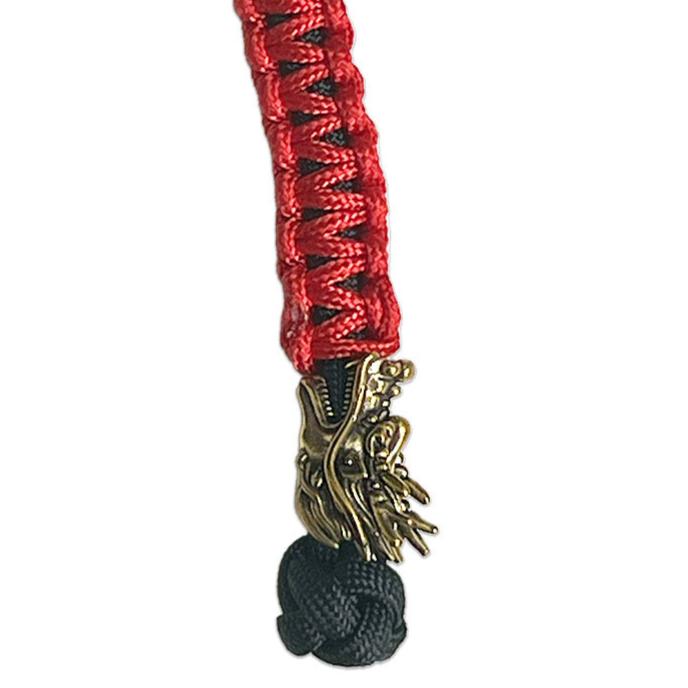 Red Paracord Lanyard w/ Brass Dragon Bead