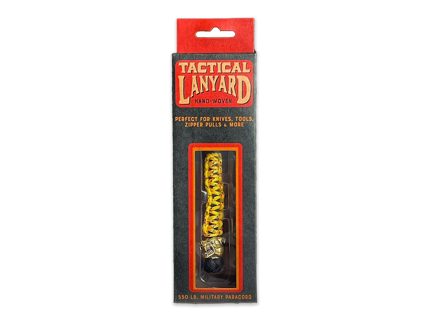 Yellow Paracord Lanyard w/ Brass Wolf Bead