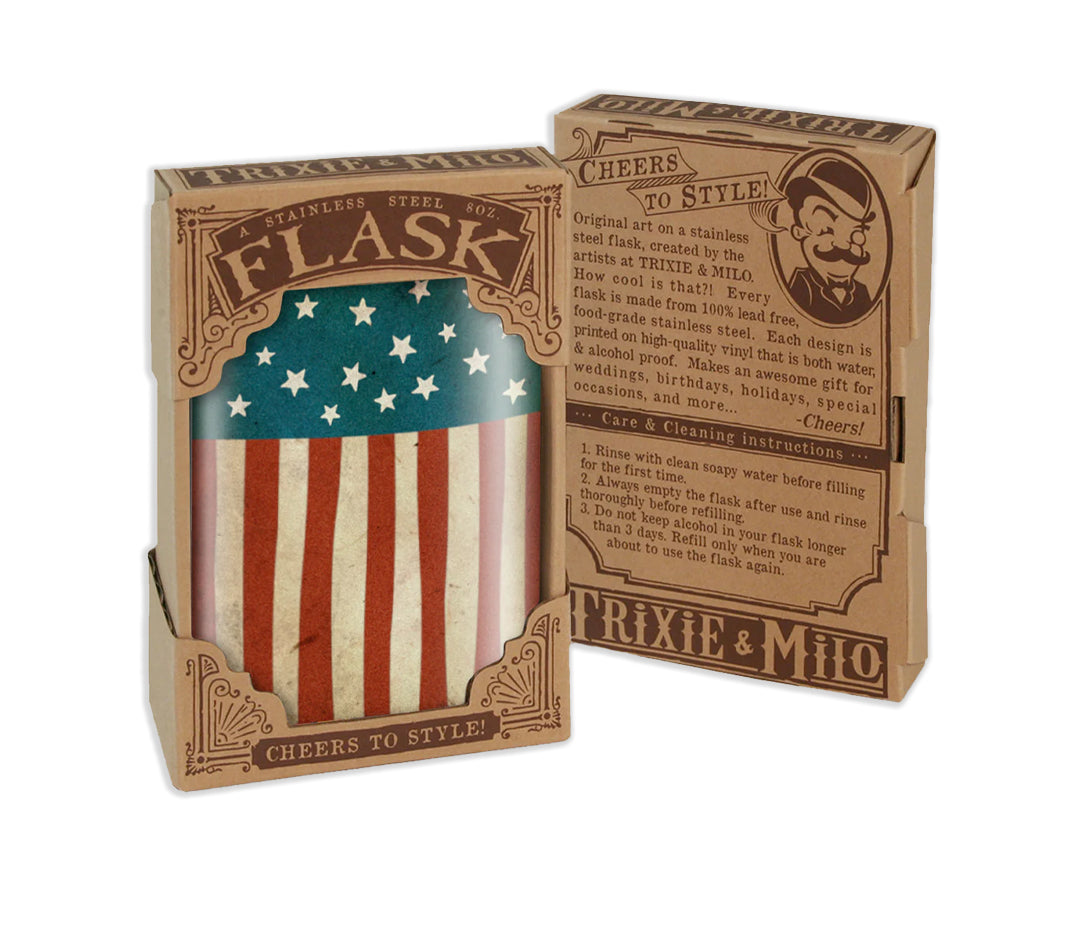 Old Glory Flask – 8oz Stainless Steel Hip Flask