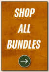 Orange background with white text 'SHOP ALL BUNDLES' and a green arrow button.