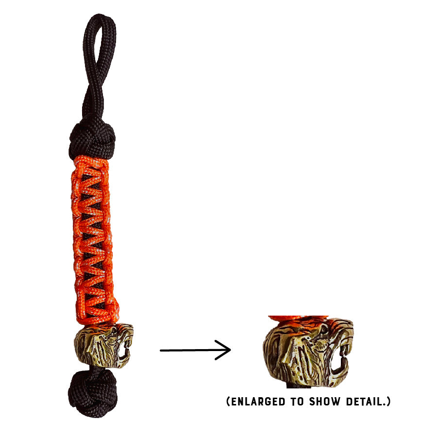 Orange Paracord Lanyard w/ Brass Tiger Bead